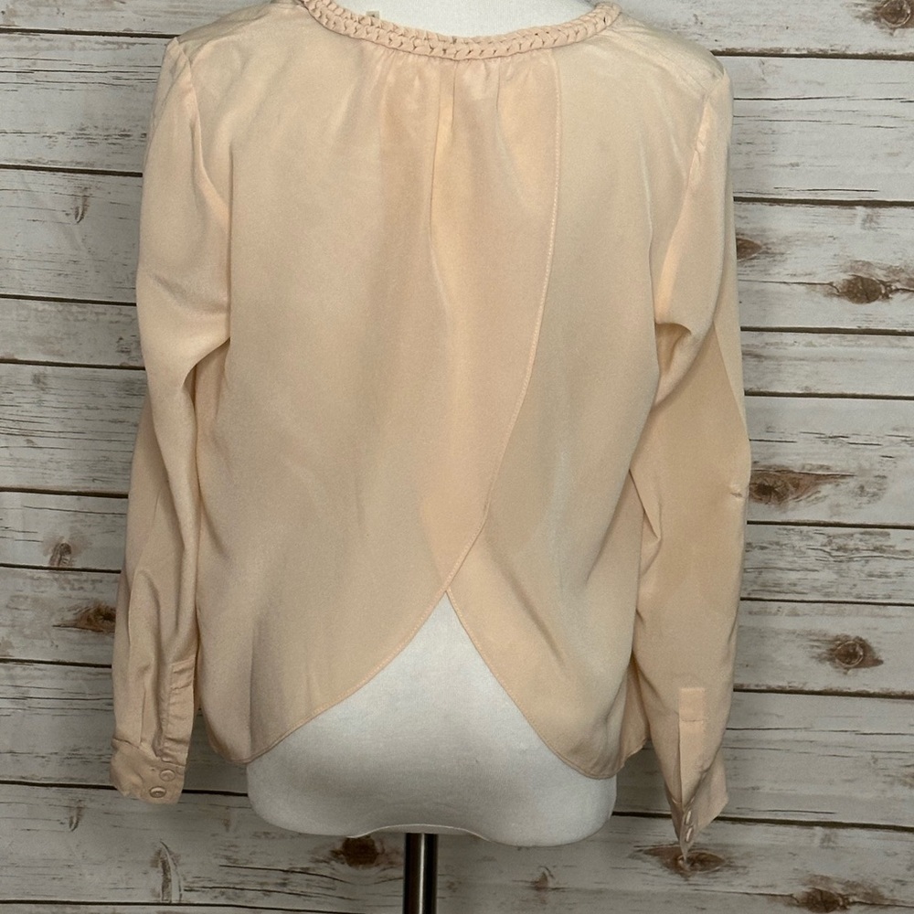 Rebecca Taylor light pink coquette silk braided neckline blouse Size 6 - Picture 7 of 11